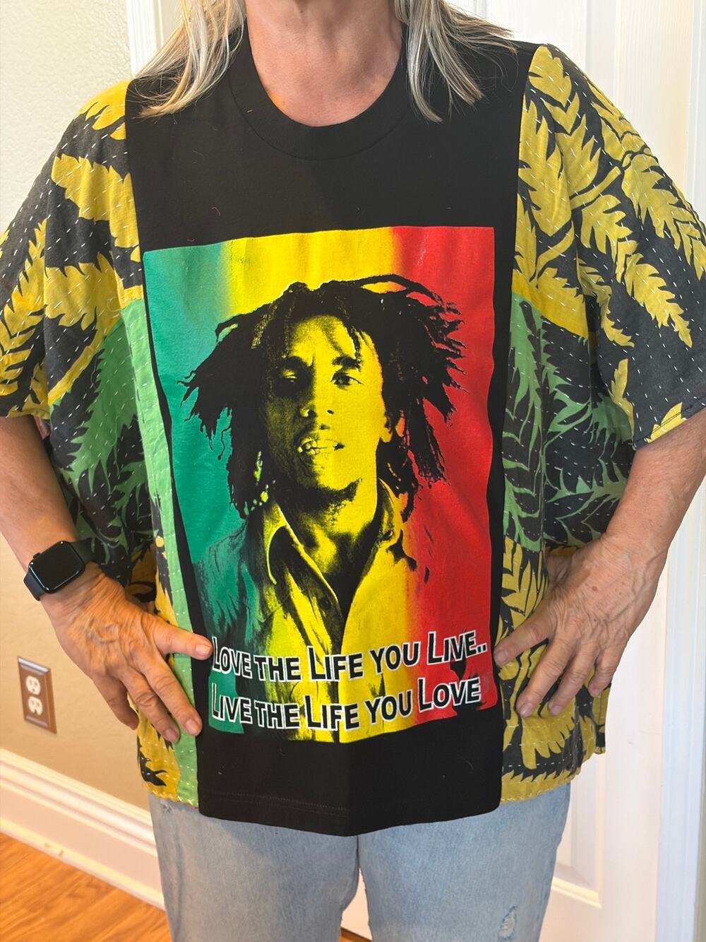 Bob Marley Upcycled Kantha Tunic Top Shirt OS Handmade Boho